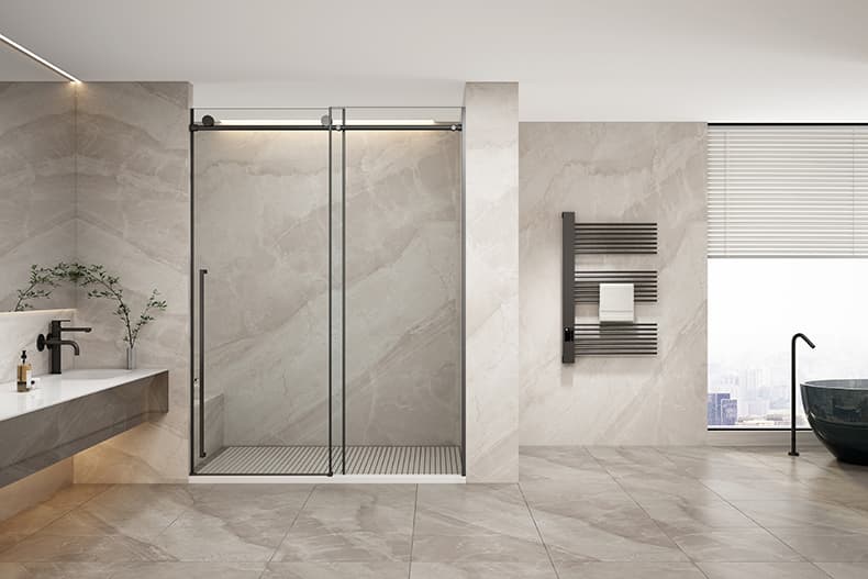 L1 Series Stainless Steel Round Track Sliding Shower Door | Hidden Linkage | LY01-Y11