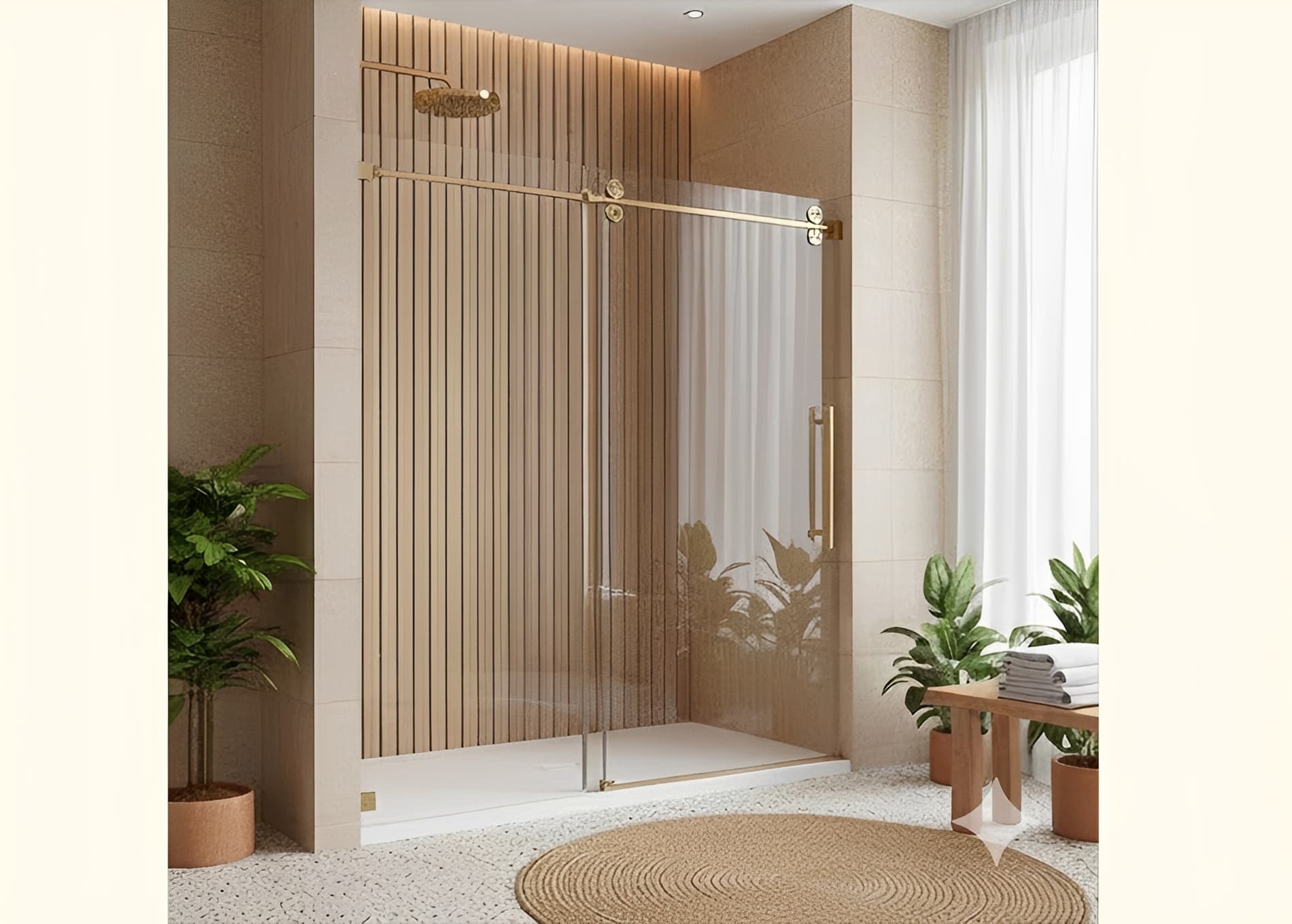 Premium Frameless Sliding Shower Door | Soft-Close Buffer System | Wall Tolerance Adjustment