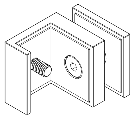 S9-GBGDJ-02 - Ø55 Square-Tube Roller (Large) Fixed Glass Panel Mount