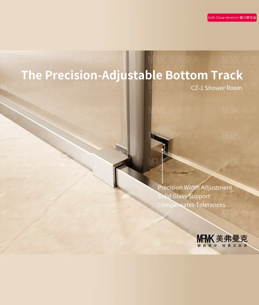 CZ1 Series Frameless Double Sliding Shower Door | Dual Opening Stainless Steel System | CZ01-Y20 gallery 4