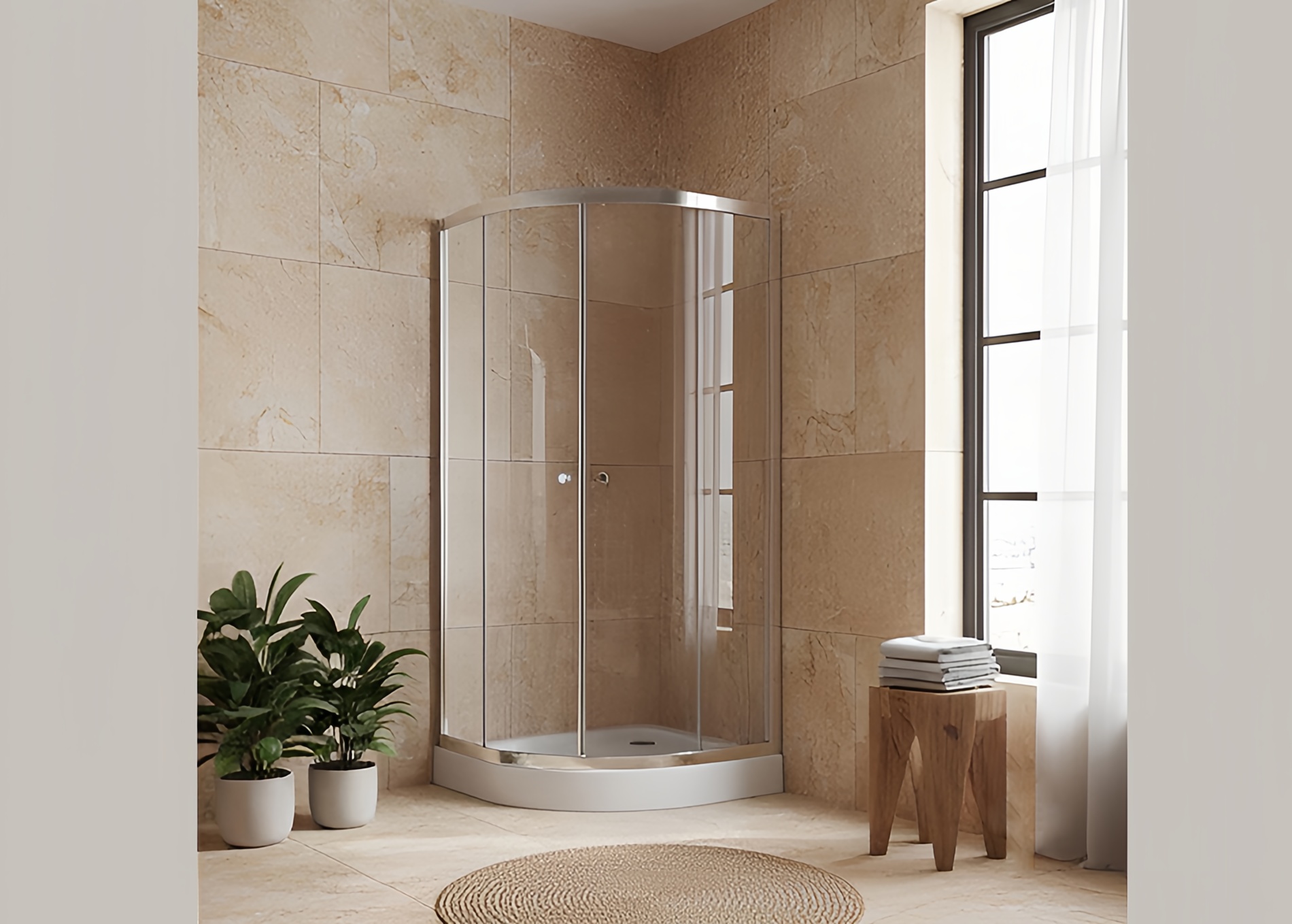 Quadrant Double Sliding Shower Enclosure | Space-Saving Curved Design | 6mm Tempered Glass gallery 2