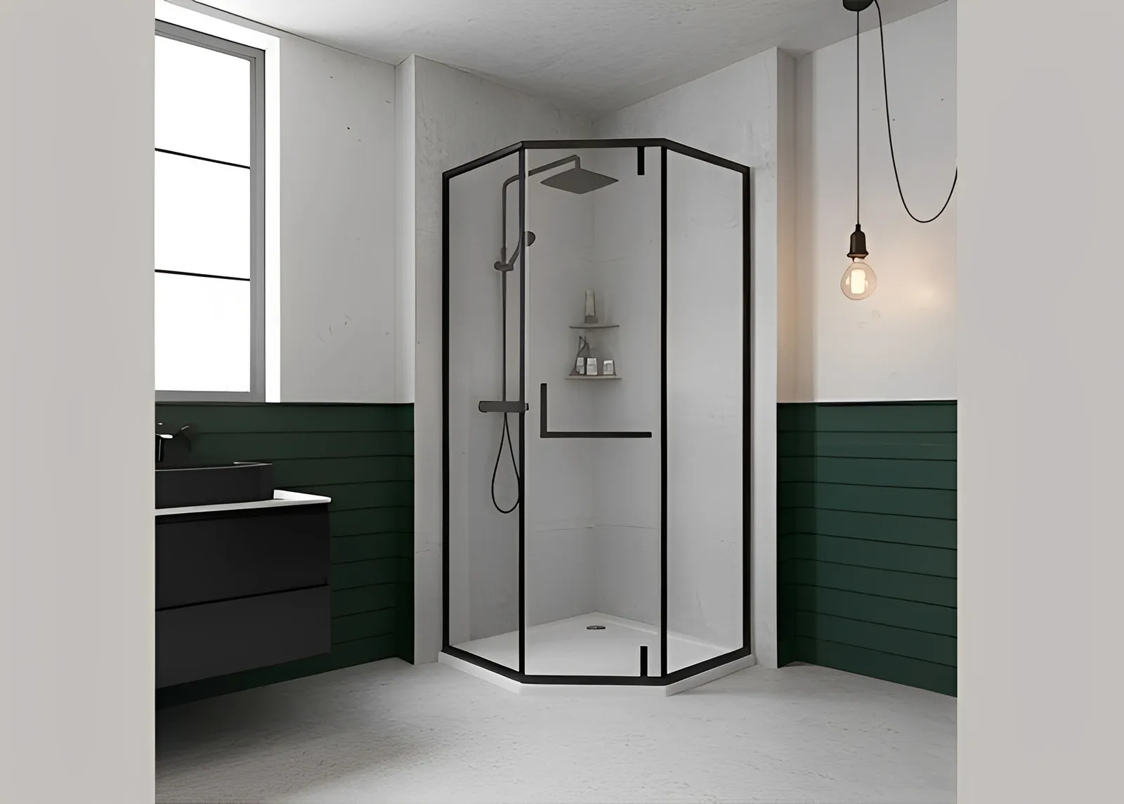 Diamond Shape Frameless Hinged Shower Enclosure | Neo-Angle Design | 6mm Safety Glass gallery 2