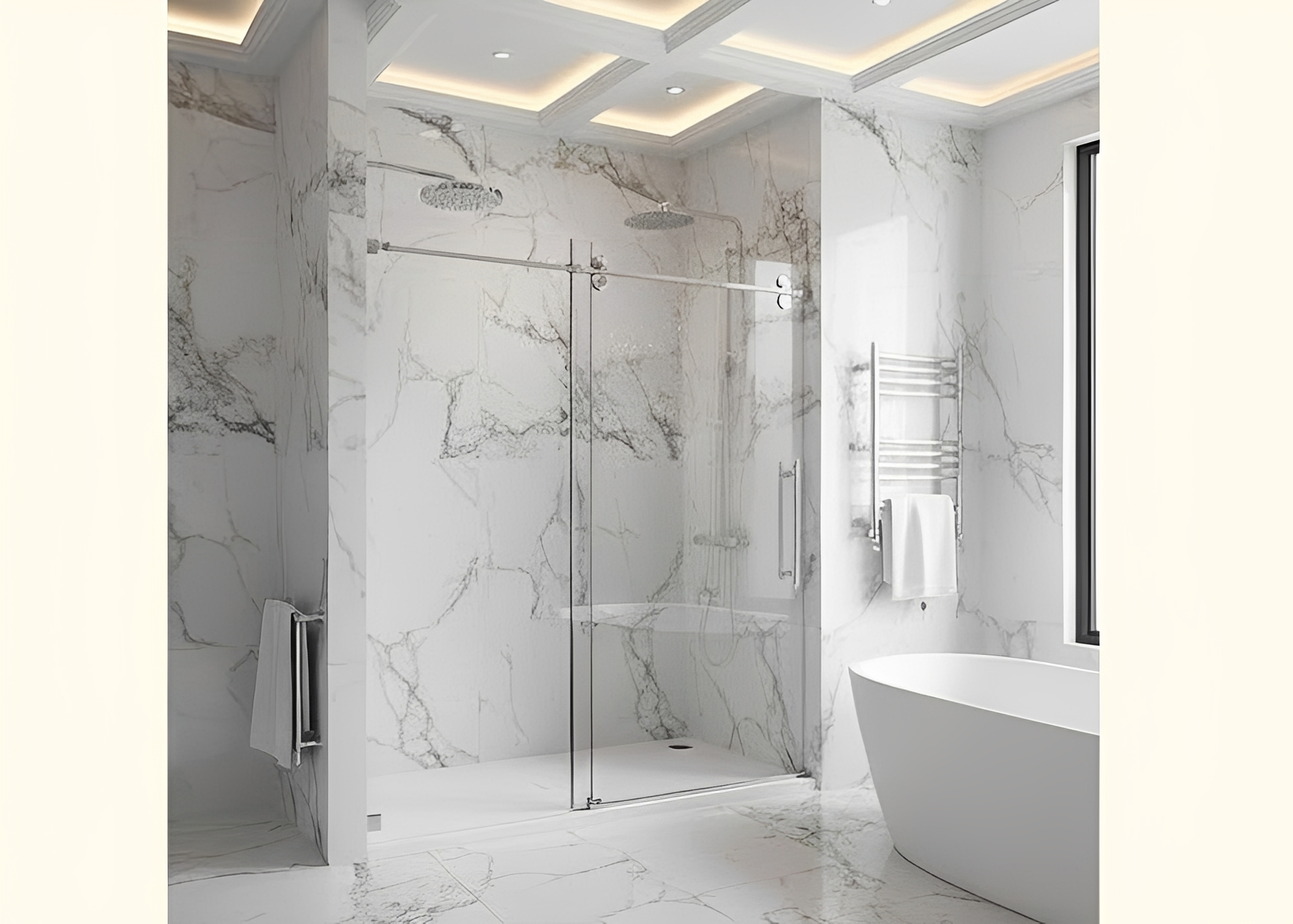 Premium Frameless Sliding Shower Door | Soft-Close Buffer System | Wall Tolerance Adjustment gallery 2