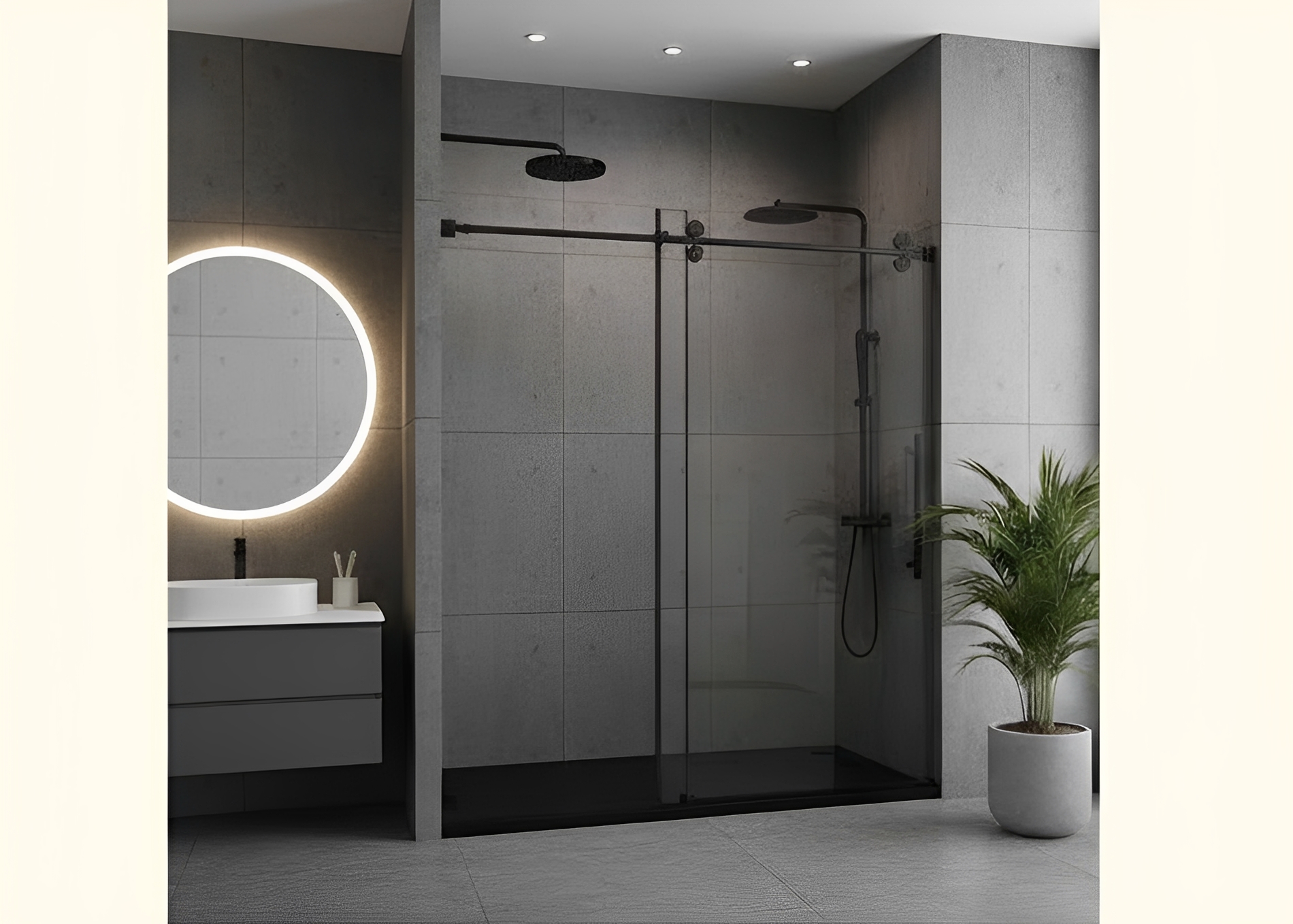 Premium Frameless Sliding Shower Door | Soft-Close Buffer System | Wall Tolerance Adjustment gallery 3