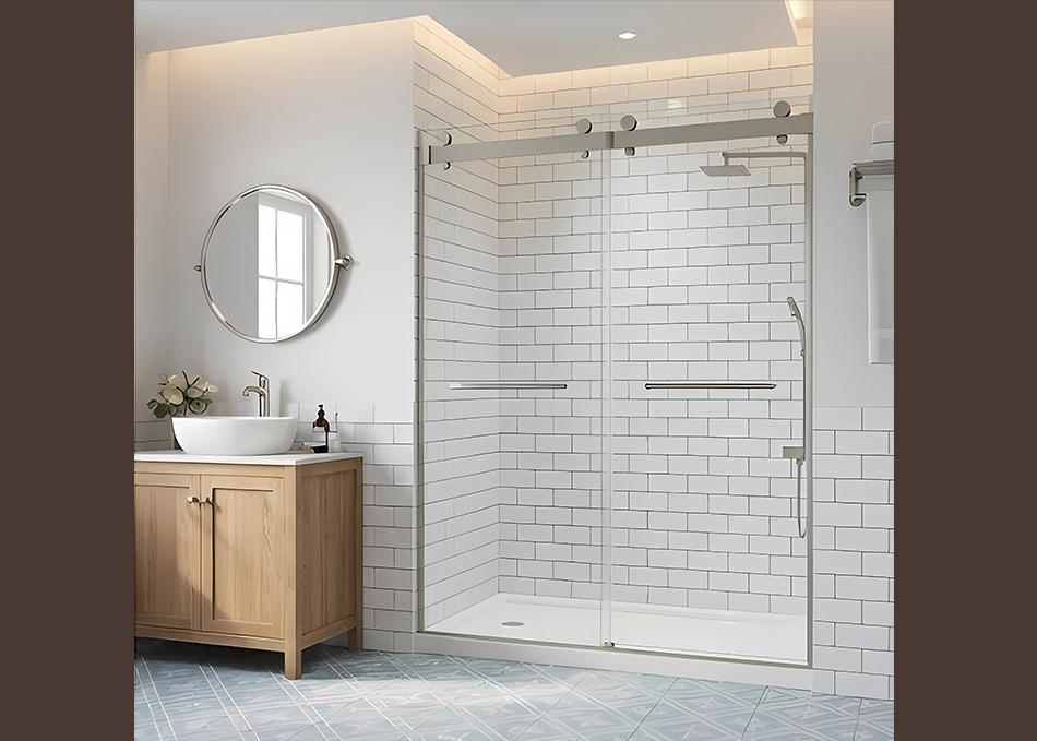 Commercial Soft-Close Sliding Shower Door | 304 Stainless Steel Frame | Hotel & Apartment Solution gallery 2