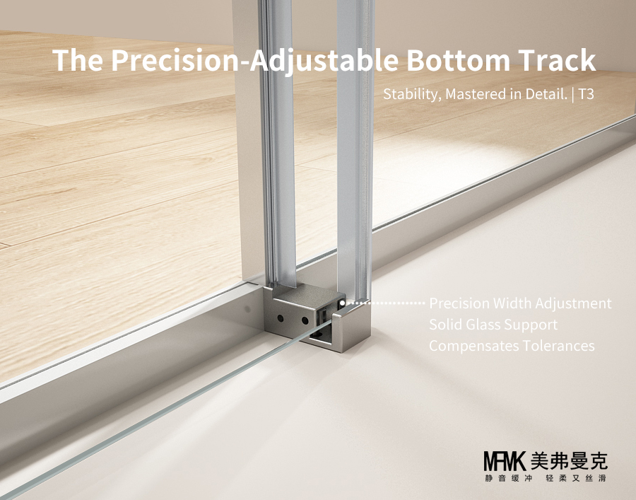 T1 Series Aluminum Alloy Inline Sliding Shower Door | Stainless Steel Hardware | TS01-Y11 gallery 4