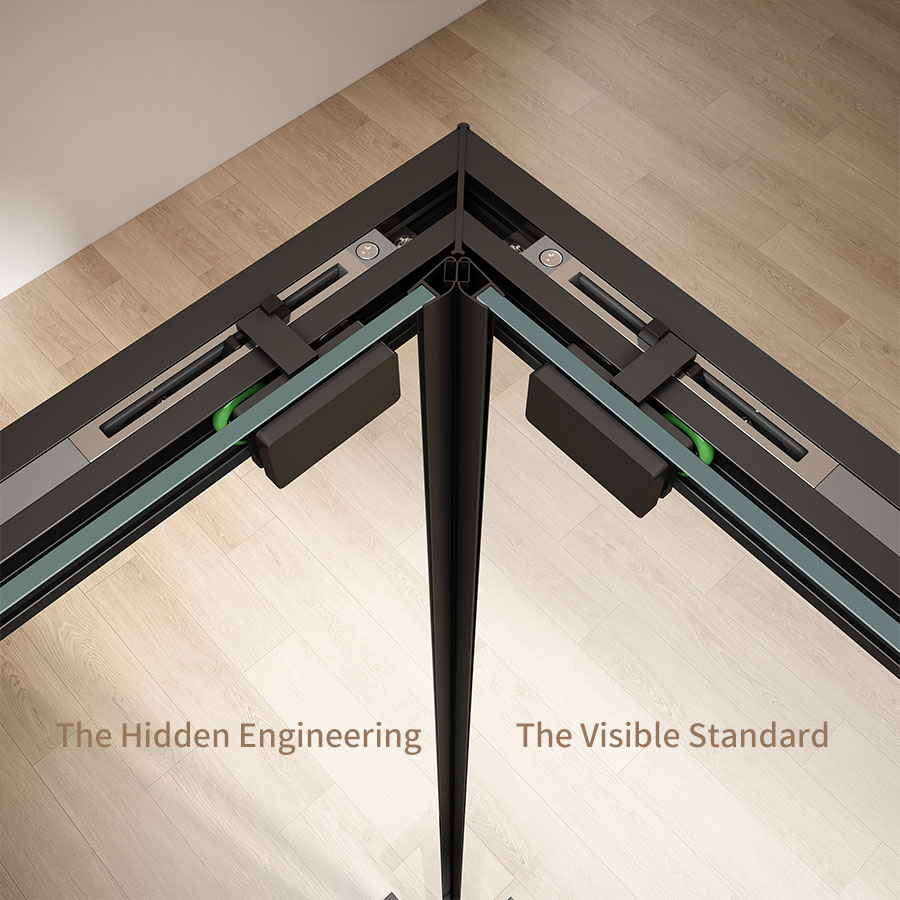 T3 Series Matte Black Aluminum Square Corner Shower Enclosure | Stainless Steel Hardware | TS03-Y22 gallery 3